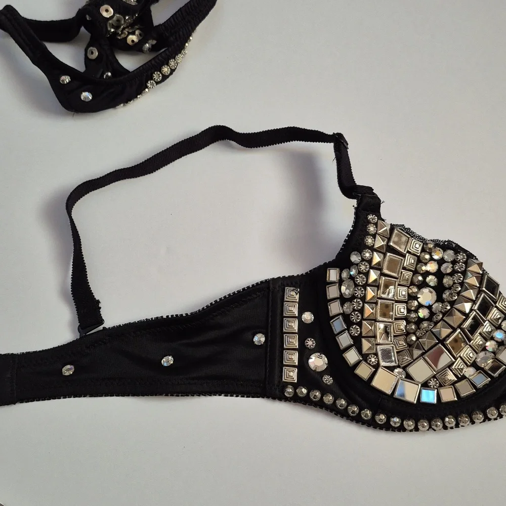 Metal Studded Handmade Vintage Heavy Quality Bra Panties Biker BDSM OOAK Goth - Picture 4 of 14